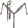 Showman Serape Southwest Print Single Ear Leather Headstall & Breast Collar Set view 1