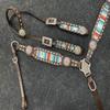 Showman Serape Southwest Print Single Ear Leather Headstall & Breast Collar Set view 2