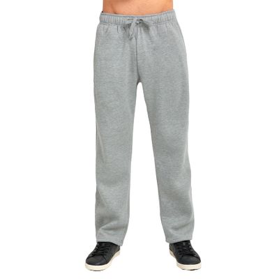 BasicList Men's Heavyweight Fleece Sweatpants - Open Bottom Thick Warm Cotton Blend Athletic with Pockets, Heather Gray, S