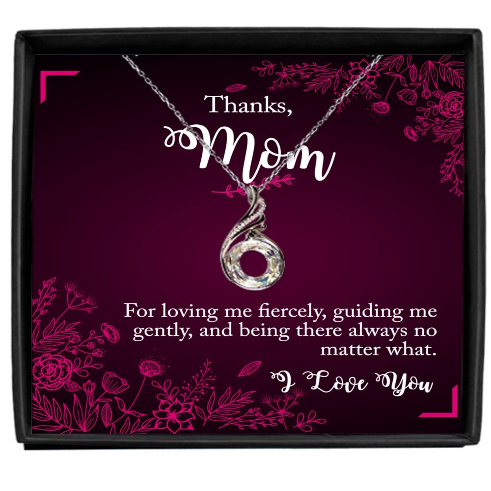 zapbest Rising Phoenix Necklace Luxury Box Thanks Mom, For Loving Me Fiercely, Mother Birthday Necklace, Mothers Day necklace For Mom, From Daughter, Son, R