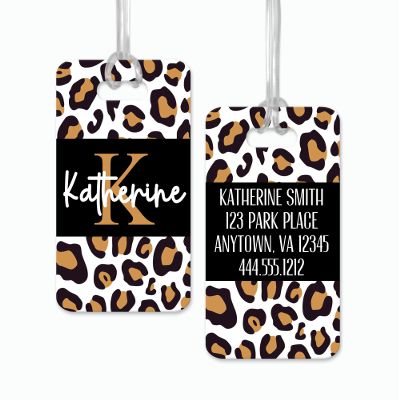 Personalized Luggage Tag, Custom Luggage Tag, Travel Gift, Custom Address Tag, Travel Accessory/Leopard Cheetah White Background Animal