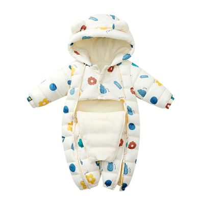 Baby Girl Winter Snowsuit Boys Girls Jumpsuit Outwear Snowsuit Padded Jacket Warm Romper Coat 0-18 (Beige, 6-12 Months)