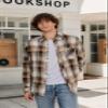 Cromoncent Men's Casual Plaid Flannel Long Sleeve Button Down Shirts, Khaki Brown, 4X-Large view 4