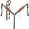 Showman Two-Tone Tooled Single Ear Leather Headstall & Breast Collar Set view 1