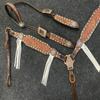 Showman Two-Tone Tooled Single Ear Leather Headstall & Breast Collar Set view 2