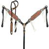 Showman Two-Tone Tooled Single Ear Leather Headstall & Breast Collar Set view 4