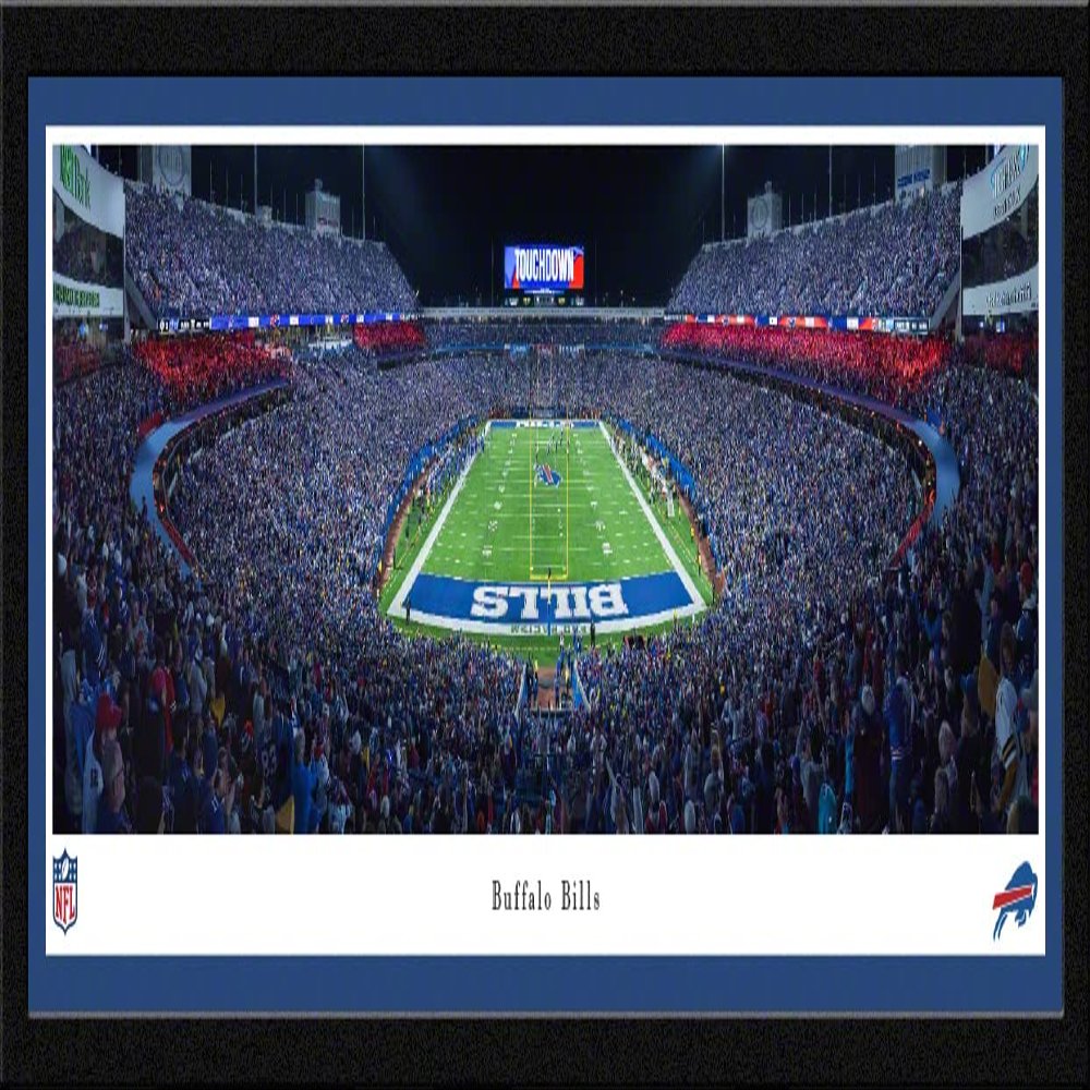 Buffalo Bills, Night Game (end zone) - 42x15.5-inch Single Mat, Select Framed Picture by Blakeway Panoramas