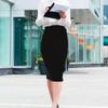 BGDK Stretch Ponti Midi Skirt for Women 27 Inch Length Pencil Skirt with Elastic Waist- Comfortable Fit Pencil Skirt - High Waist Pencil Skirt for Work, Office, Business, Church Black XSmall view 3