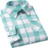 Cromoncent Men's Casual Plaid Flannel Long Sleeve Button Down Shirts, White Teal, 3X-Large view 1