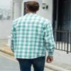 Cromoncent Men's Casual Plaid Flannel Long Sleeve Button Down Shirts, White Teal, 3X-Large view 4