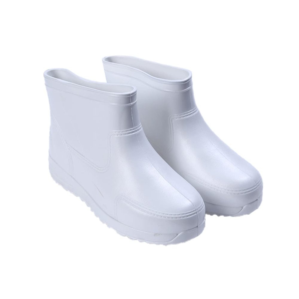 Healifty Wear-resistant and Non-slip Low Canister Rain Shoes 1 Pair Thicken Rain Boots for Women Size 40 White