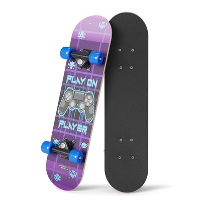 24" Mini Maple Complete Skateboard | ABEC 7 Bearings | Double Kick Concave Deck | Kids Skateboard, Ages 5-8