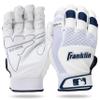 Franklin Sports MLB Baseball Batting Gloves - Shok-Sorb X Batting Gloves for Baseball + Softball - Adult + Youth Padded Non-Sting Pair - White + Navy Chrome - Adult Small view 1
