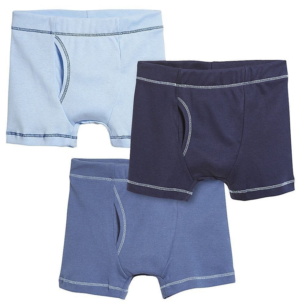 City Threads Boys' Boxer Briefs 3-Pack Made in USA, Sensory Friendly Underwear for Sensitive Skin, Cotton/Poly Blend, Soft & Breathable Kids Underwear (Shades of Blue, 5)