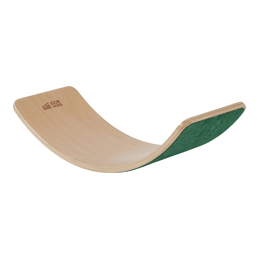 ECR4Kids Wooden Rocking Balance Board with Non-Slip Felt Base, Montessori Toy, Green