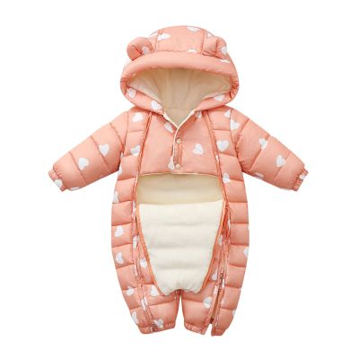 Baby Girl Winter Snowsuit Boys Girls Jumpsuit Outwear Snowsuit Padded Jacket Warm Romper Coat 0-18 (Pink, 3-6 Months)