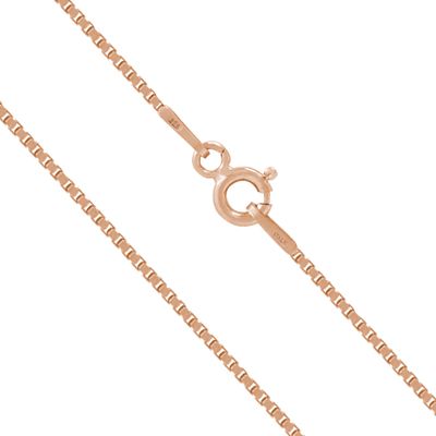 14K Rose Gold Plated Sterling Silver Chain Necklace for Women Box 1mm Responsibly Sourced - Non-Migrating Clasp Design - 14K Rose Gold Plated Sterling Silver Chain Necklace - Italian Made in Italy - Quality Durable Sturdy 1mm Chain for Women - Qualit