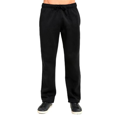 BasicList Men's Heavyweight Fleece Sweatpants - Open Bottom Thick Warm Cotton Blend Athletic with Pockets, Black, 2XL