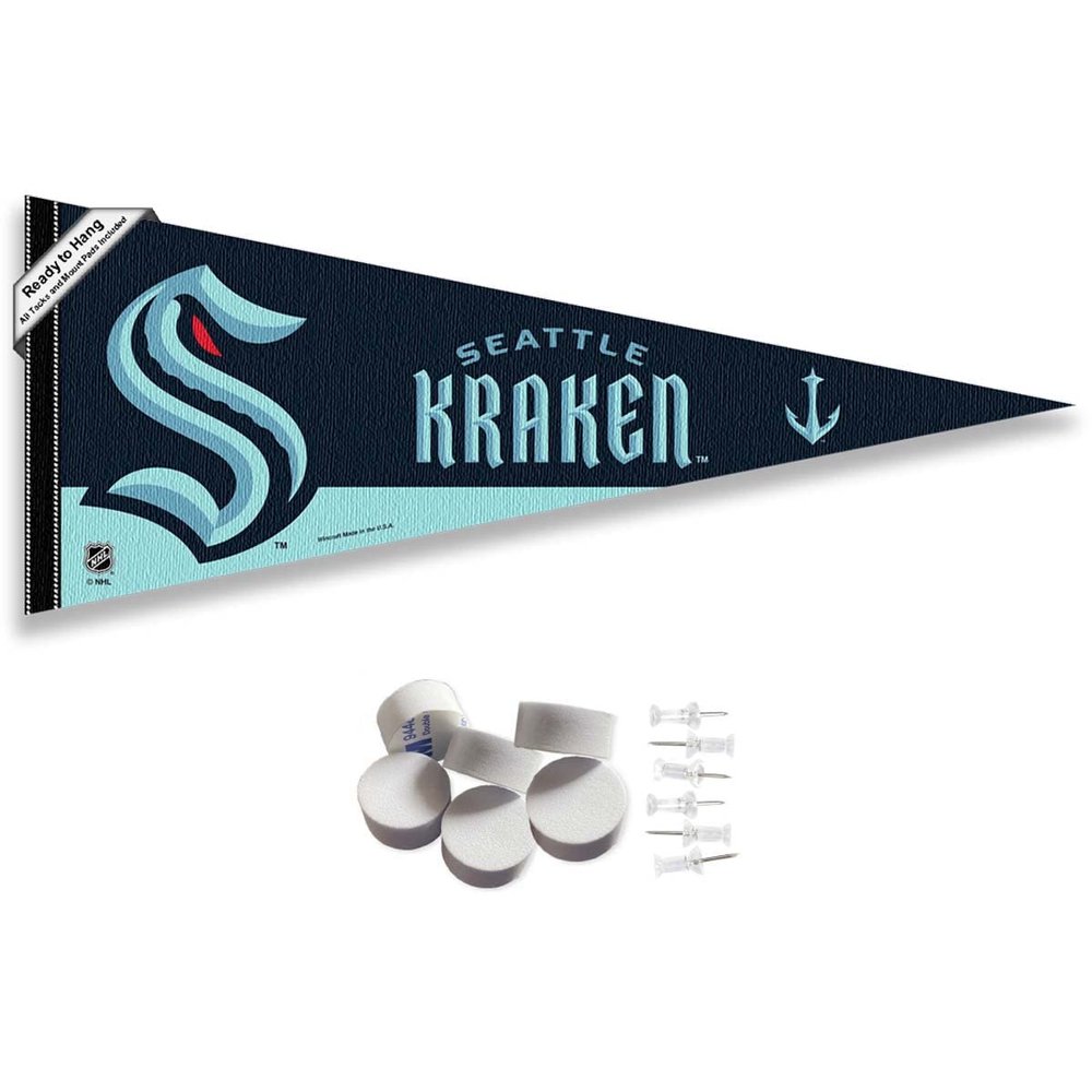 Seattle Kraken Pennant Flag and Wall Tack Pads Mounts