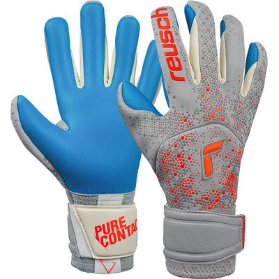 Reusch Pure Contact Aqua Goalkeeper Gloves, Gray/Orange/Blue, Size 11