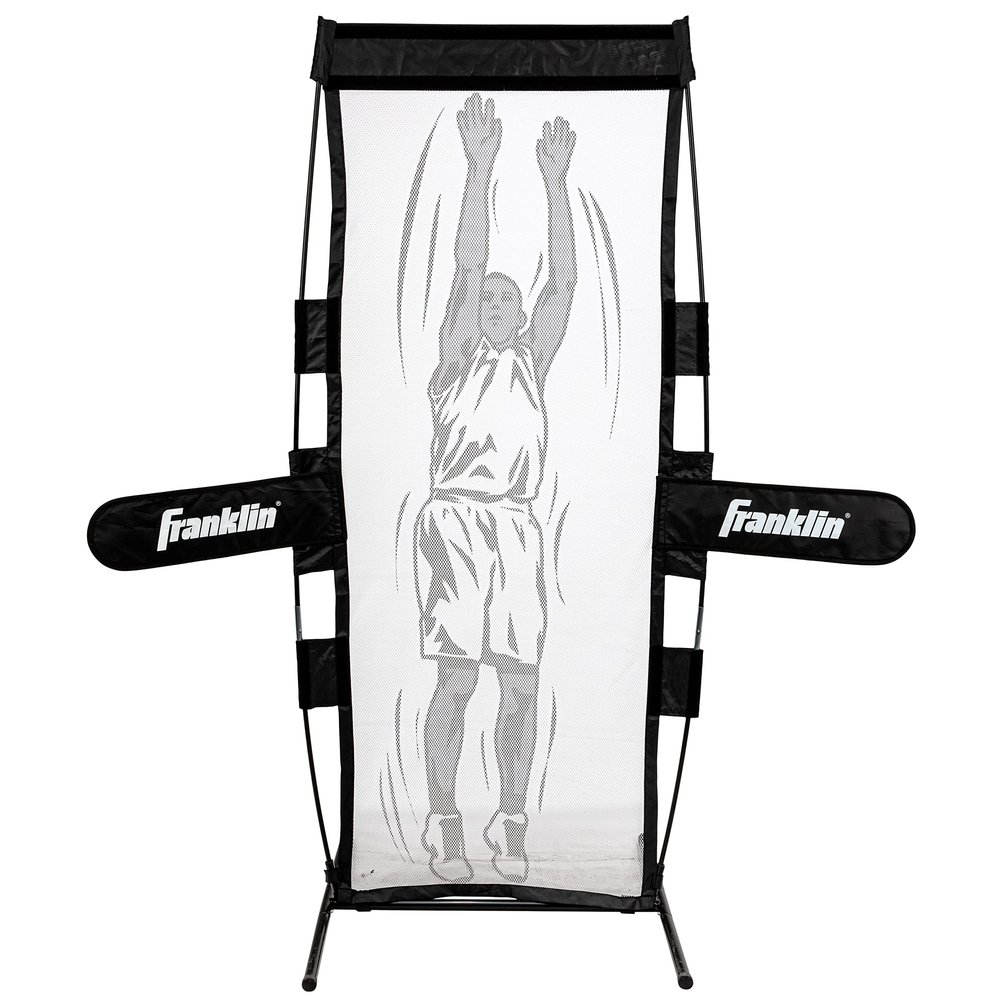 Franklin Sports Basketball Defender Dummy - Basketball Training Practice Equipment - Practice Defender with Detachable Arms for Shooting Dribbling Drills - Large 7' x 2' Foot Dummy - Black