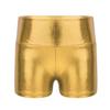 CHICTRY Kids Girls Metallic Shiny Stretch High Waisted Athletic Booty Dance Shorts Gold 3-4 view 1