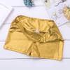CHICTRY Kids Girls Metallic Shiny Stretch High Waisted Athletic Booty Dance Shorts Gold 3-4 view 3