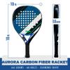 Franklin Sports Padel Racket - Aurora - Carbon Fiber Padel Paddle with Foam Core + MAX Grit Surface - Pop Tennis Racket - 365g - Premium Performance for Intermediate + Advanced Players - Blue view 3