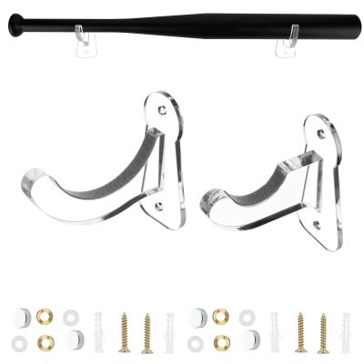 Cosmos 1 Set Acrylic Baseball Bat Wall Mount Holder Stand Horizontal Baseball Bat Display Rack Hanger Softball Bat Wall Mount for Memorabilia & Collectible, Fits to 2-5/8 Barrel (Transparent Clear)