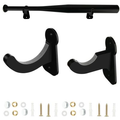 Cosmos 1 Set Acrylic Baseball Bat Wall Mount Holder Stand Horizontal Baseball Bat Display Rack Hanger Softball Bat Wall Mount for Memorabilia & Collectible, Fits to 2-5/8 Barrel (Solid Black)