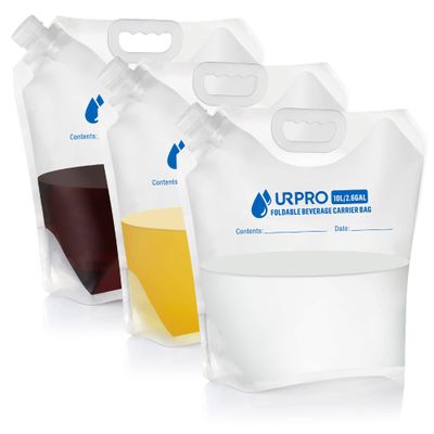 URPRO 3 Packs Water Storage Carrier Bag, Premium Collapsible Container 10L (2.6 Gallon) BPA Free Food Grade No-Leak Freezable Foldable for Camping Hiking Backpack Emergency