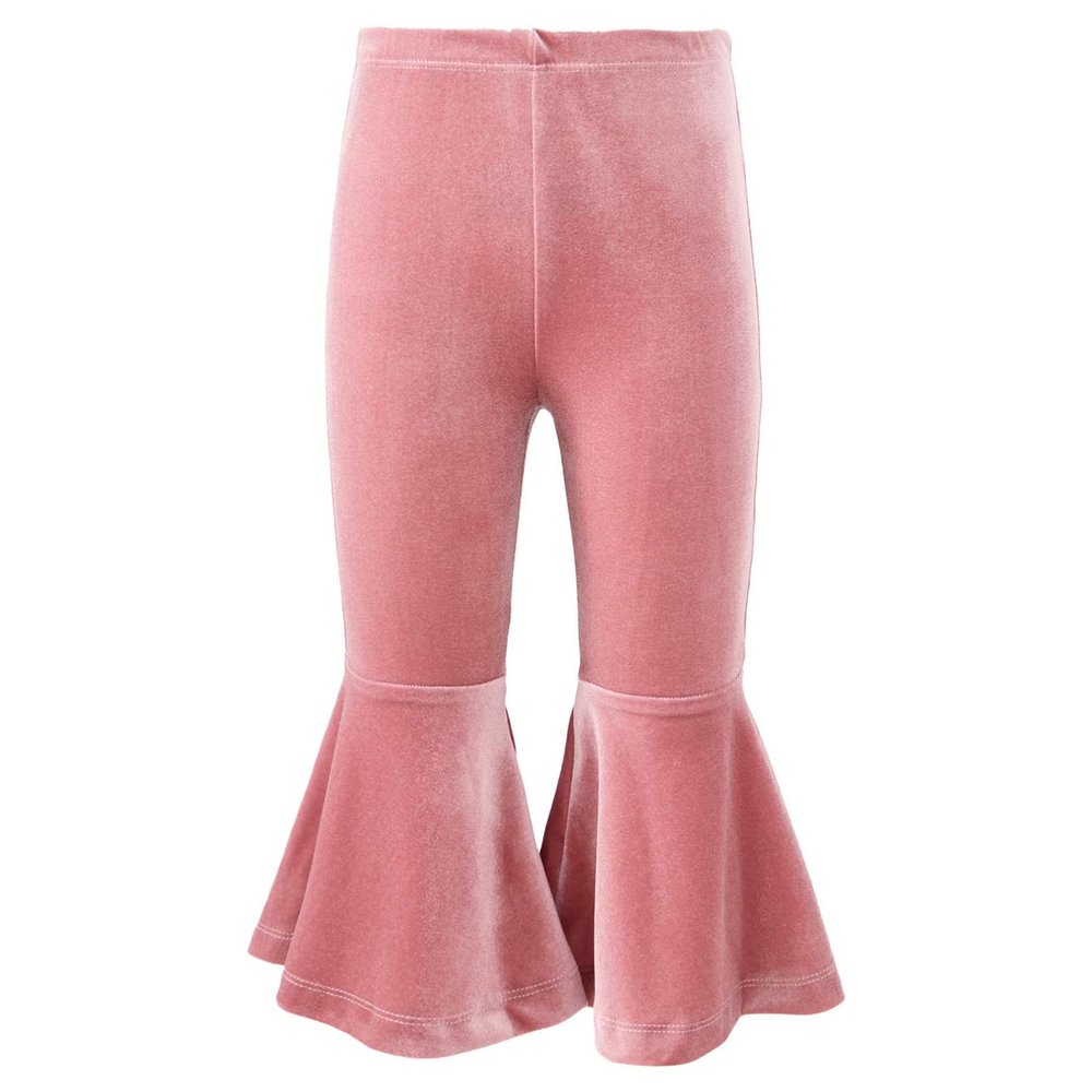RUNQHUI Kids Girls Velvet Flared Bell-Bottom Pants Solid Color Elastic Waistband Stretchy Trousers Pink 5-6 Years