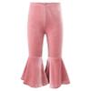 RUNQHUI Kids Girls Velvet Flared Bell-Bottom Pants Solid Color Elastic Waistband Stretchy Trousers Pink 5-6 Years view 1
