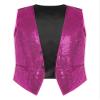 vastwit V-Neck Sequin Vest for Men Shiny Party Nightclub Top Stylish Suit Vest Tuxedo Waistcoat Hot Pink Large view 1