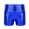 CHICTRY Kids Girls Metallic Shiny Stretch High Waisted Athletic Booty Dance Shorts Blue 3-4 view 1