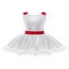 TiaoBug Kids Girls Shiny Sequins Christmas Dance Dress Santa Claus Costumes Ballet Tutu Figure Ice Skating Dress Wide Strap White E 4 Years view 1