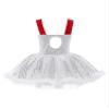 TiaoBug Kids Girls Shiny Sequins Christmas Dance Dress Santa Claus Costumes Ballet Tutu Figure Ice Skating Dress Wide Strap White E 4 Years view 2
