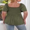 Eytino Women Plus Size Summer Tops Short Sleeve Sweetheart Neck Ruched Peplum Blouse Shirts Business Casual Outfits,1X Green view 2
