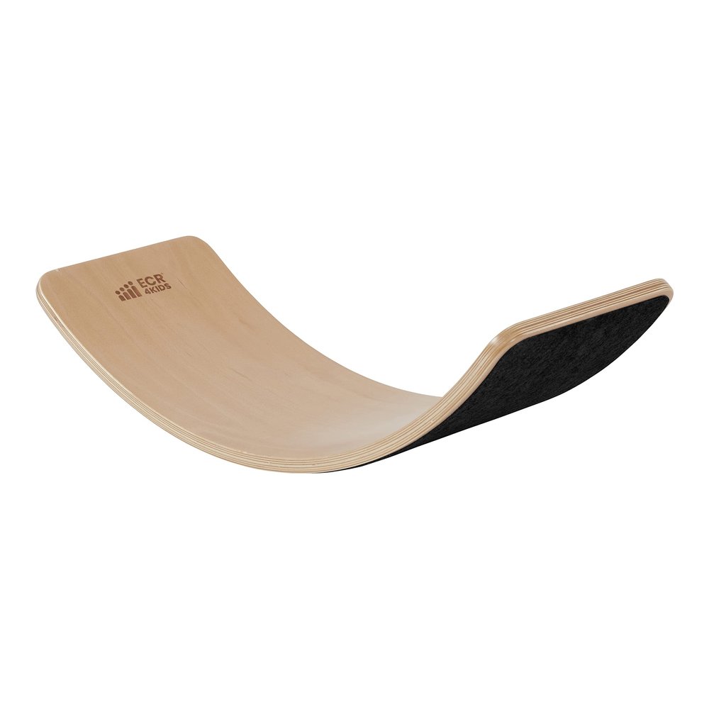 ECR4Kids Wooden Rocking Balance Board with Non-Slip Felt Base, Montessori Toy, Black