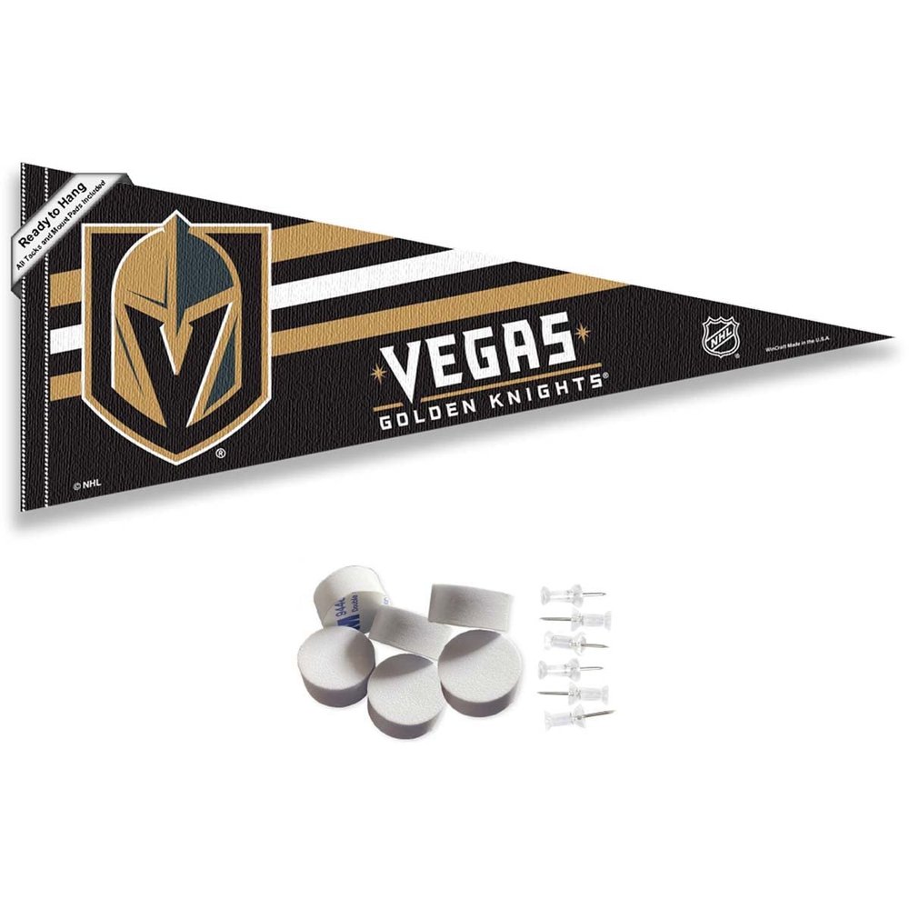 Vegas Golden Knights Pennant Flag and Wall Tack Pads Mounts
