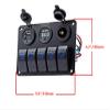 5 Gang Rocker Toggle Switch Panel Aluminum Waterproof Led Car Truck Marine Boat RV Camper Digital Voltmeter Display Dual USB Volt Socket 12V 24V view 3