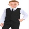 Boys Suit Black Suits for Boys Kids Vest and Pants Set Dress Clothes Size 3T