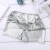 CHICTRY Kids Girls Metallic Shiny Stretch High Waisted Athletic Booty Dance Shorts Silver 3-4 view 2
