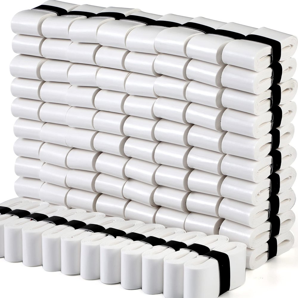 Pangda 100 Pieces Tennis Badminton Racket Overgrips Bulk Tennis Racket Grip Tape for Anti-Slip and Absorbent Grip (White)