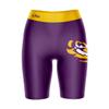 Biker Shorts for Women - 9" Inseam Black Shorts (Reg & Plus Size) 88% Polyester / 12% Spandex - LSU 2 Logo on Thigh & Waistband -High Waisted Workout view 1