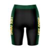 Biker Shorts for Women - 9" Inseam Black Shorts (Reg & Plus Size) 88% Polyester / 12% Spandex - University of San Francisco Logo on Waistband - High Waisted Workout view 2