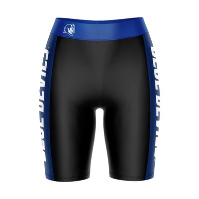 Biker Shorts for Women - 9" Inseam Black Shorts (Reg & Plus Size) 88% Polyester / 12% Spandex - Central Connecticut State University Logo on Waistband - High Waisted Workout