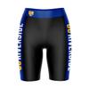Biker Shorts for Women - 9" Inseam Black Shorts (Reg & Plus Size) 88% Polyester / 12% Spandex - University of California Riverside Logo on Waistband - High Waisted Workout view 1