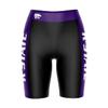 Biker Shorts for Women - 9" Inseam Black Shorts (Reg & Plus Size) 88% Polyester / 12% Spandex - Kansas State University Logo on Waistband - High Waisted Workout view 1