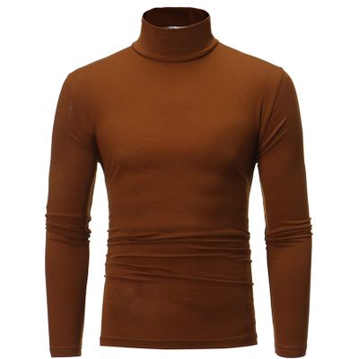Freebily Thermal Underwear Tops for Men Turtleneck Long Sleeve Knitted Pullover Sim Fit Undershirt High-Neck_Coffee Small